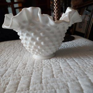 Milk glass hobnail dish